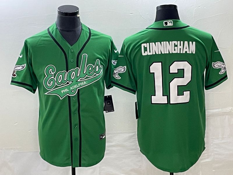 Men Philadelphia Eagles #12 Cunningham Green Co Branding Game NFL Jersey style->philadelphia eagles->NFL Jersey